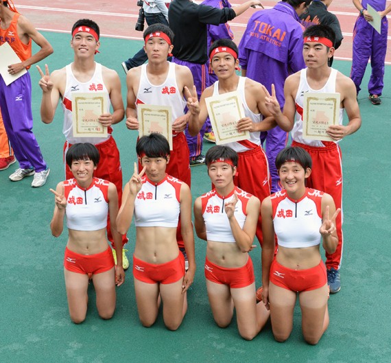 男女ともに準優勝　成田の４×400リレー